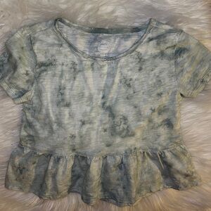 Wonder Nation Green Tye-Dye Ruffled Detail Shirt Size XS or 4/5